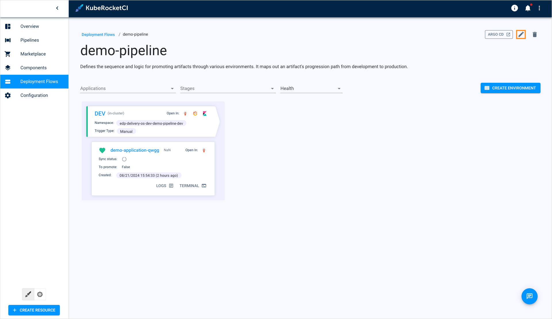 Edit deployment flow when viewing the deployment flow data