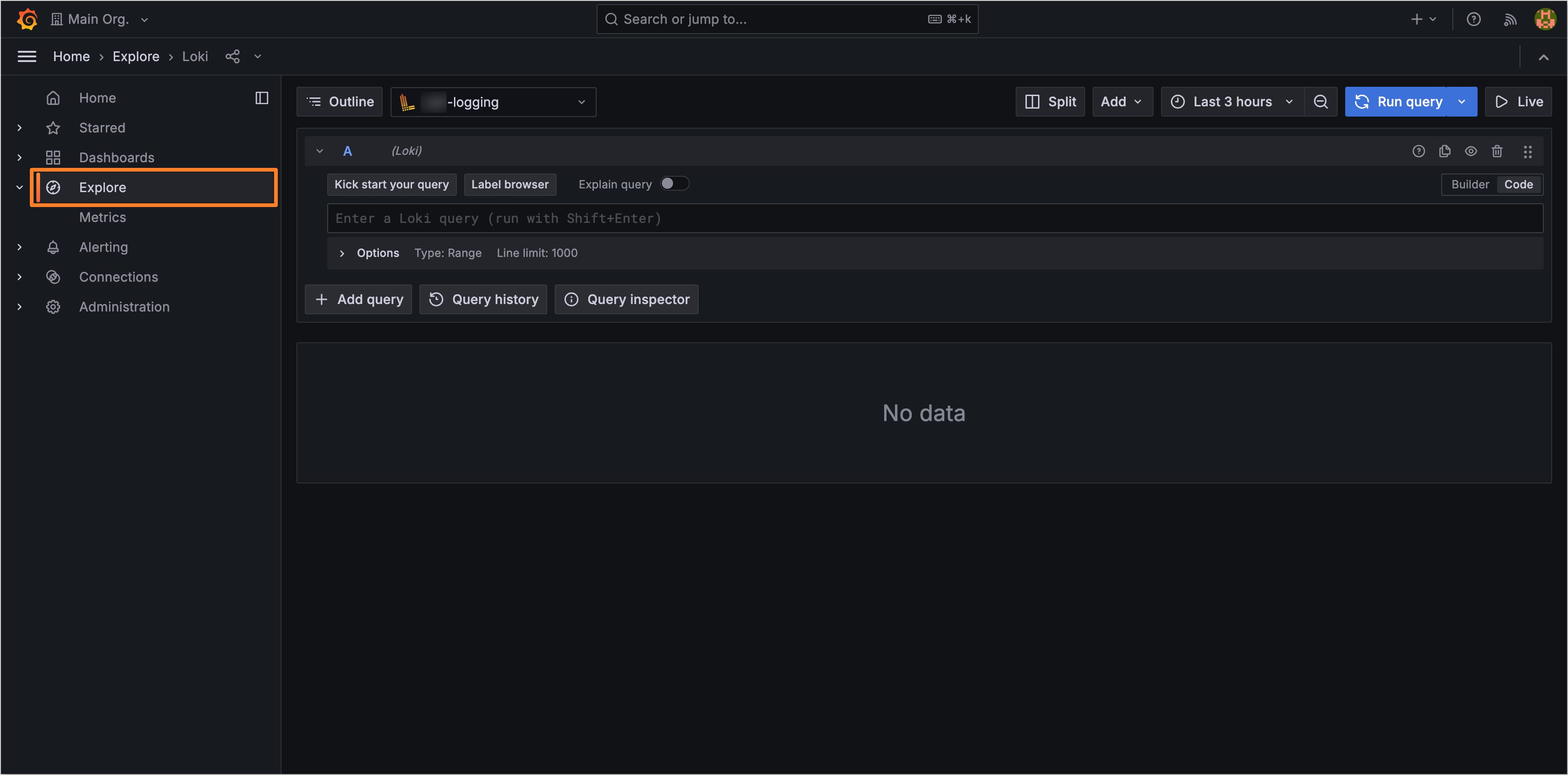 Grafana explore