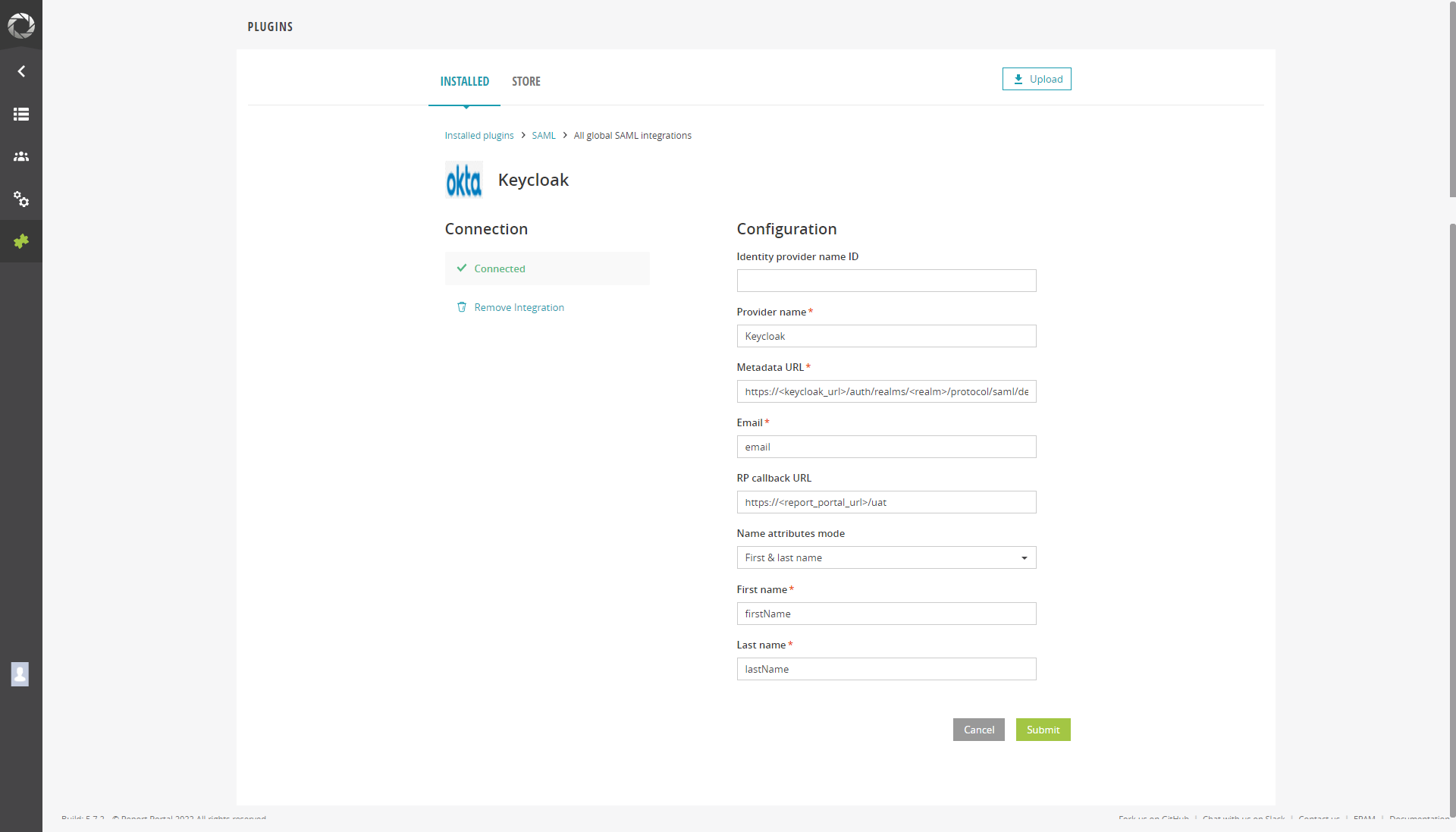 Add SAML configuration