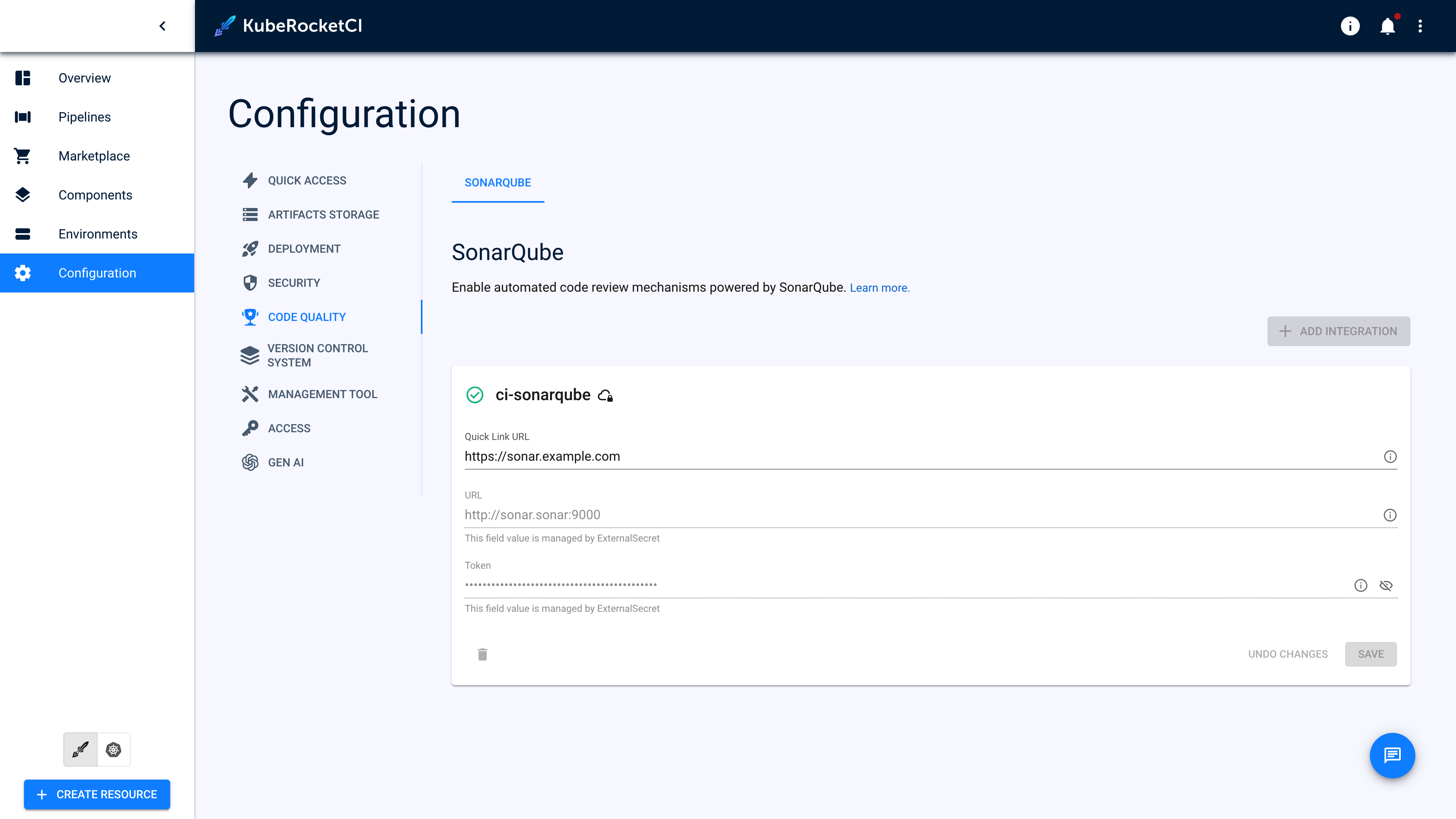 SonarQube managed by external secret operator