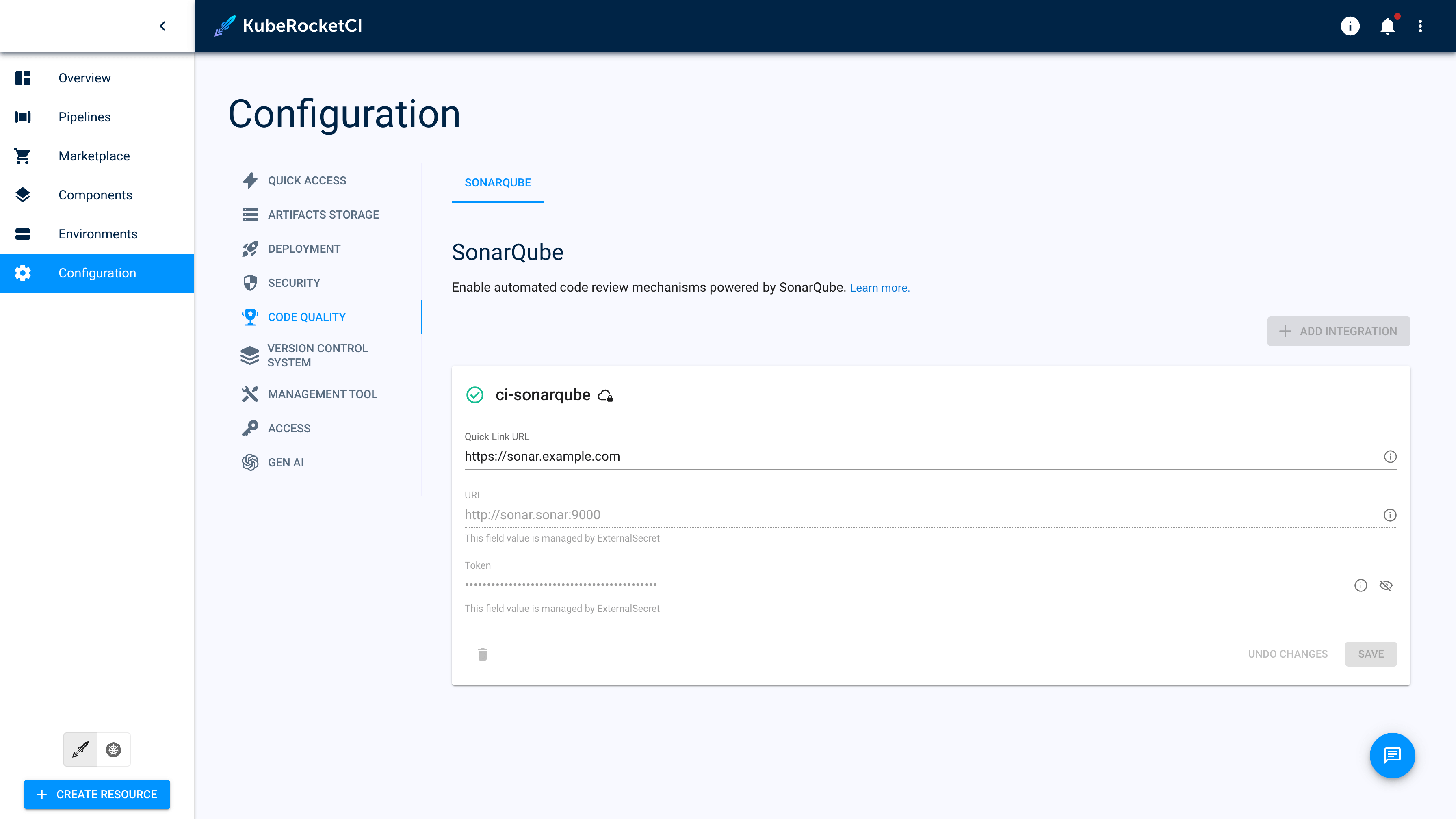 SonarQube managed by external secret operator