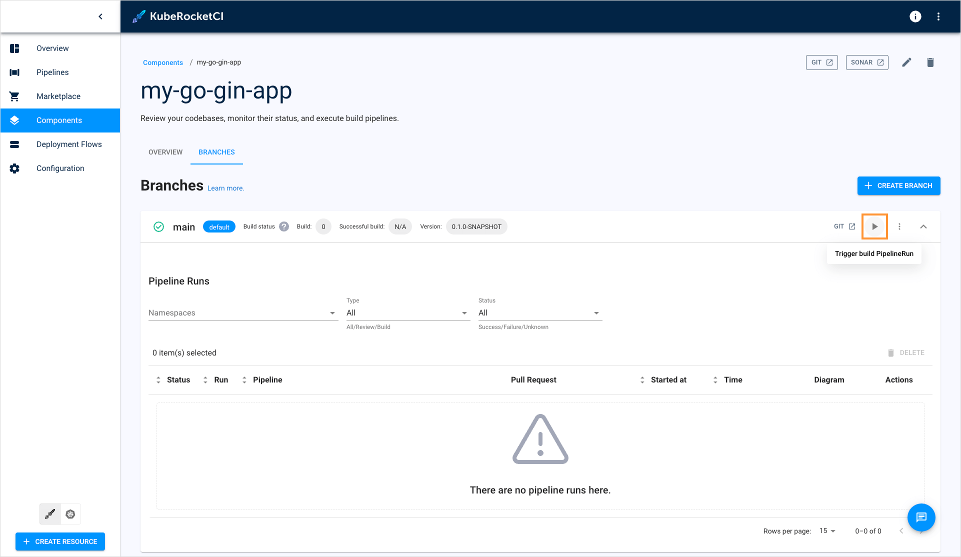 Triggering pipeline run